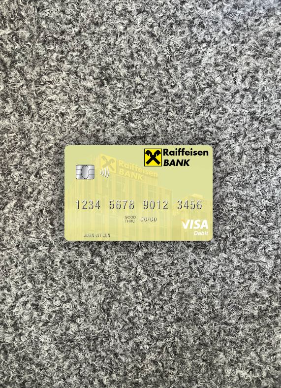 Download Serbia Raiffeisen banka a.d. Beograd visa debit card photolook front Photoshop template